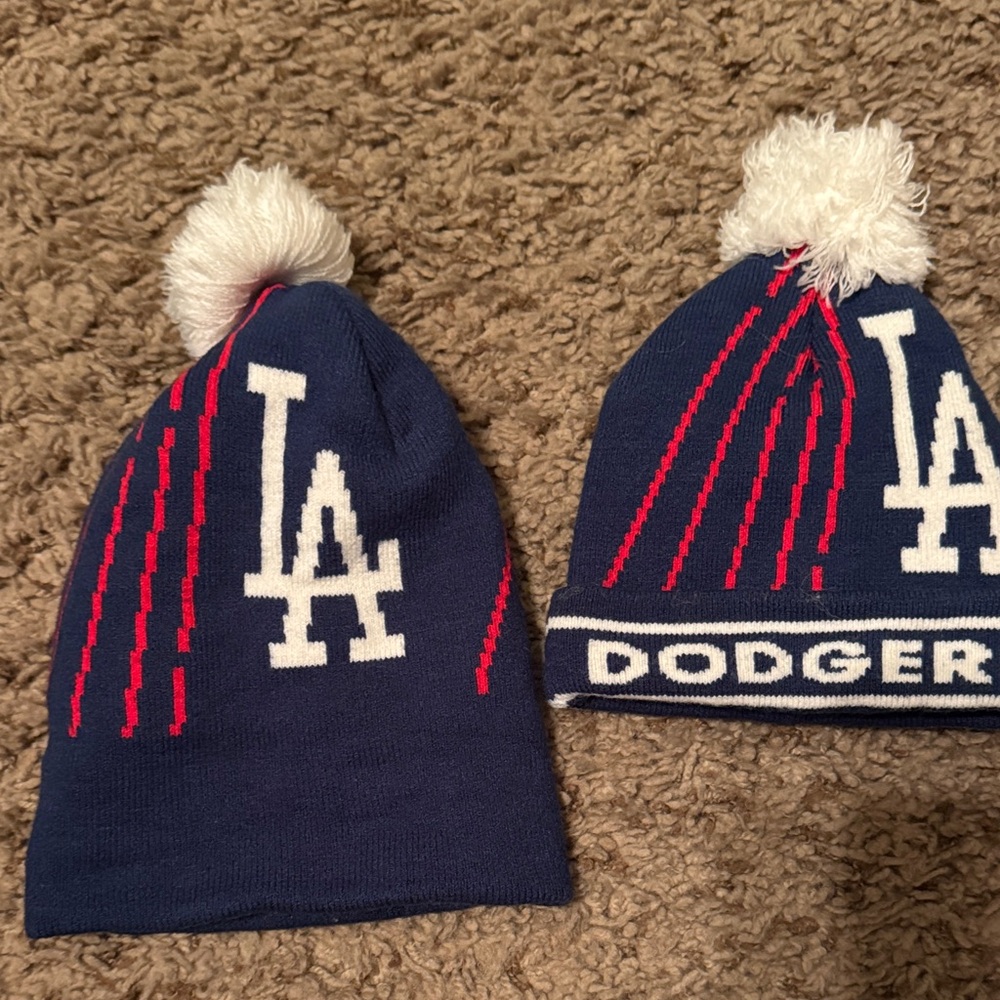 LA Dodgers Knit Beanies with Pom